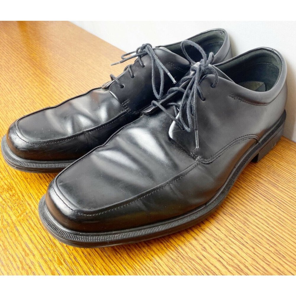 Rockport Men Size 10 M Oxford Waterproof Black Shoes GUC